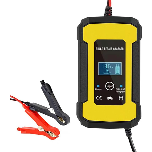 12V/6A Car Battery Charger, Automatic Smart Charger Monitor Battery with LCD Screen, Intelligent Battery Charger for Car