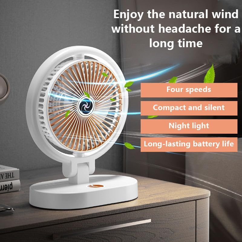 Stovella Portable USB Mini Folding Fan – Rechargeable Desktop Electric Fan with 4 Speed Settings, Compact Cooling Beauty Tool for Home, Office & Travel