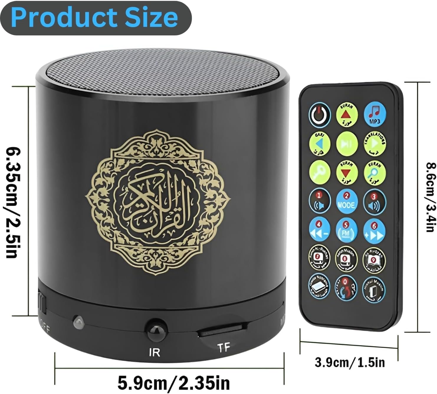 Stovella SQ200 Bluetooth Quran Speaker – Remote Control Portable Wireless Quran MP3 Player 8GB TF/FM with Quran Translation.